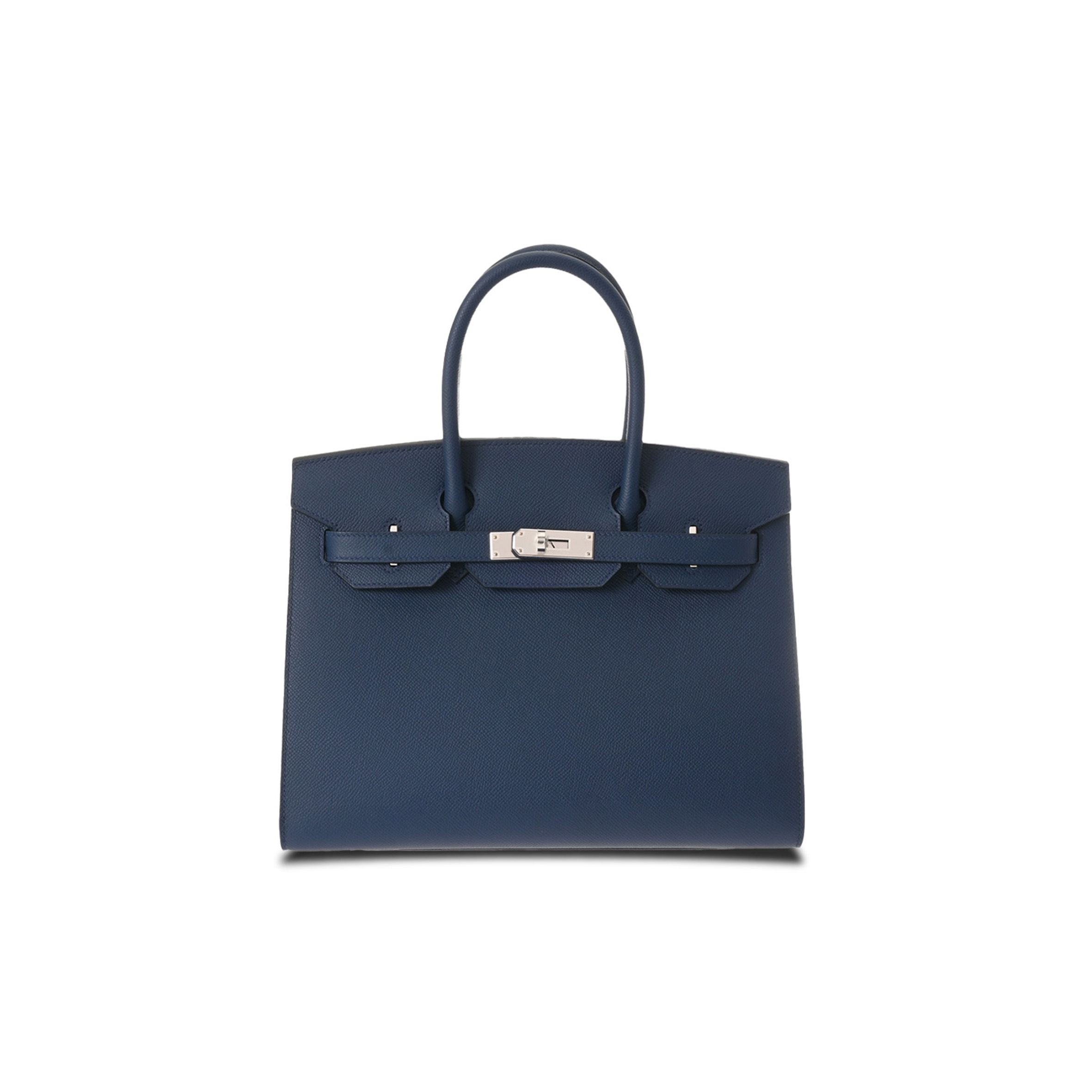 HERMES BIRKIN 25 EPSOM LEATHER DARK BLUE SILVER BUCKLE BAG H028369CKS4 (25*20*13cm)